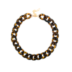 Tortoiseshell chain necklace on a white background