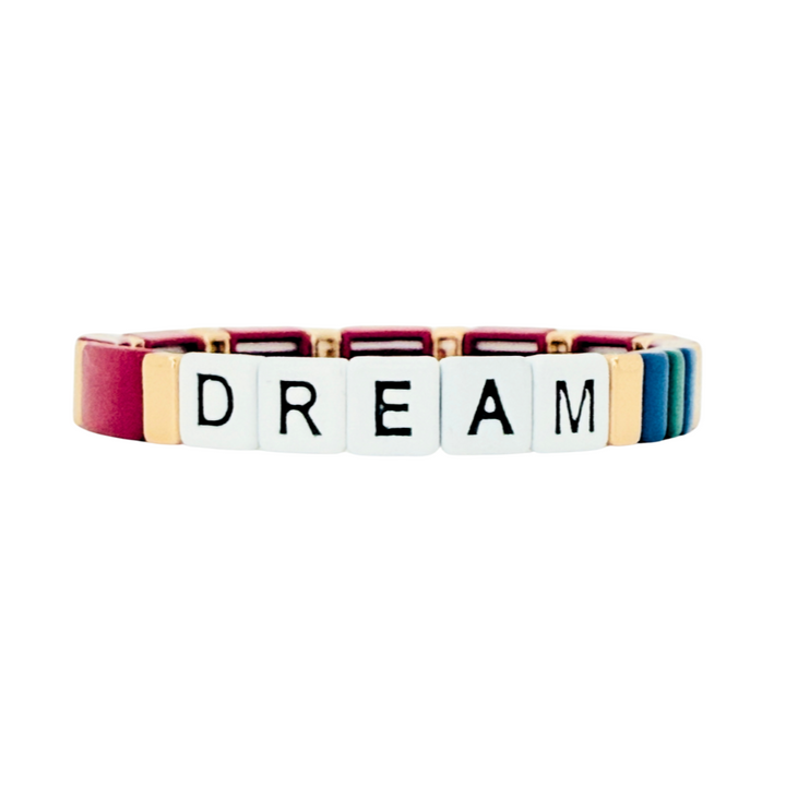 NEW! Affirmations Tile Enamel Bracelet | Dream | Burgundy