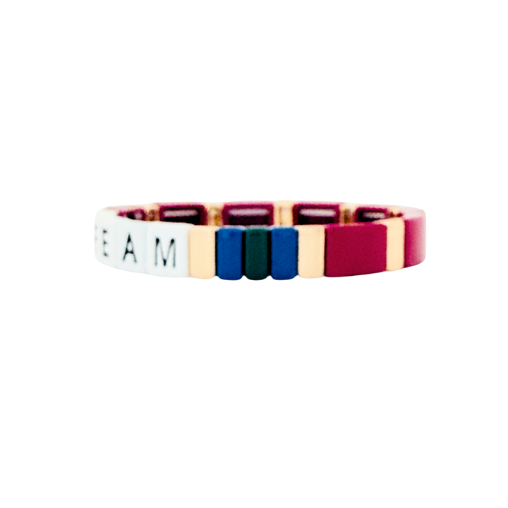 NEW! Affirmations Tile Enamel Bracelet | Dream | Burgundy