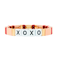 Boho XOXO Tile Enamel Bracelet | Red x Pink