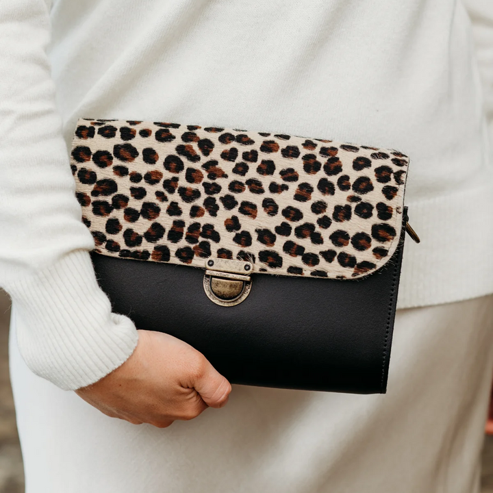 Macy Leather Crossbody Satchel | Leo Print