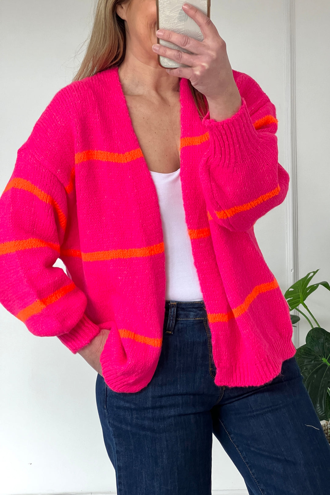 Sophia Cardigan | Neon Pink x Orange