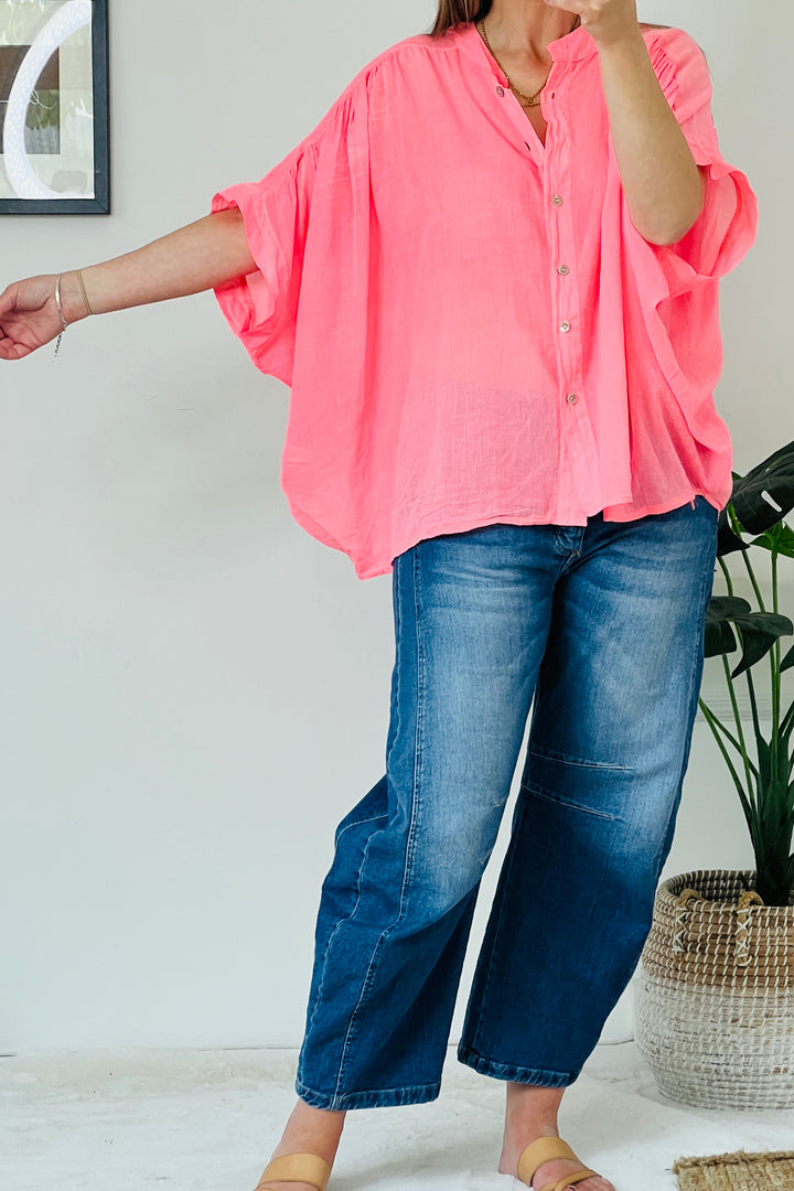 Tate Neon Coral Blouse