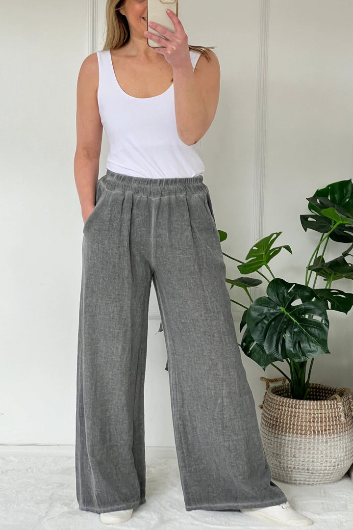 Jelena Washed Linen Trousers | French Grey
