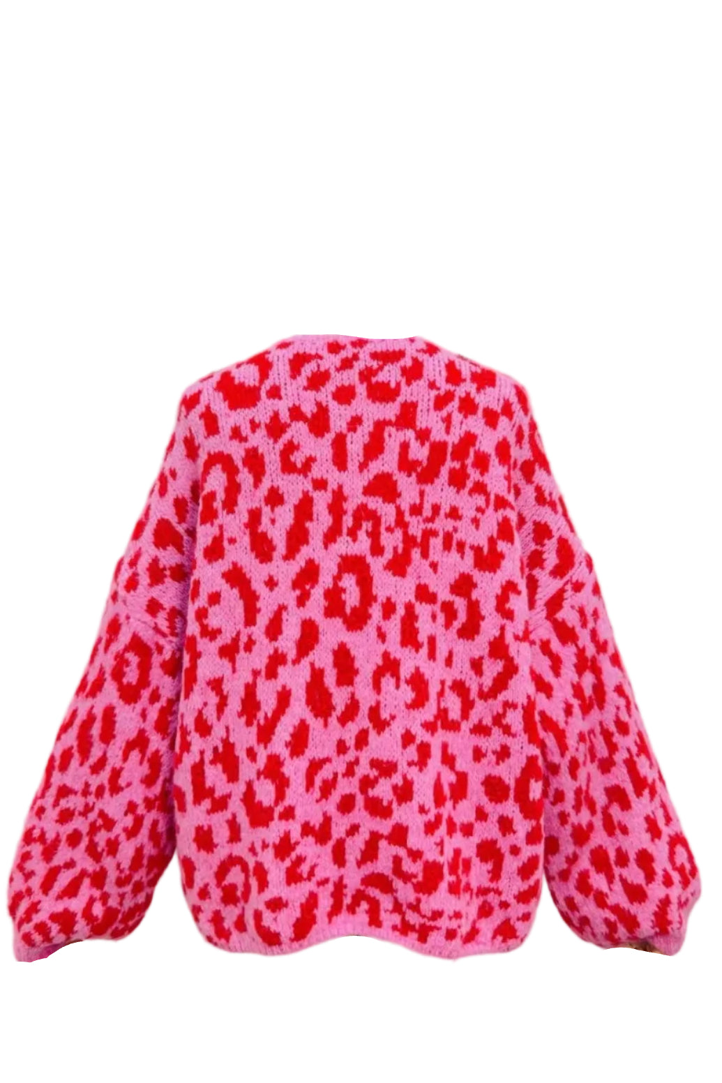 Liv Leopard Shawl Collar Cardigan (Pink x Red)