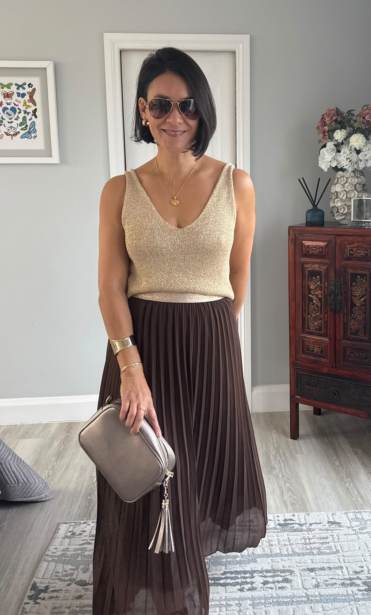 Billy Knitted Gold Vest Top