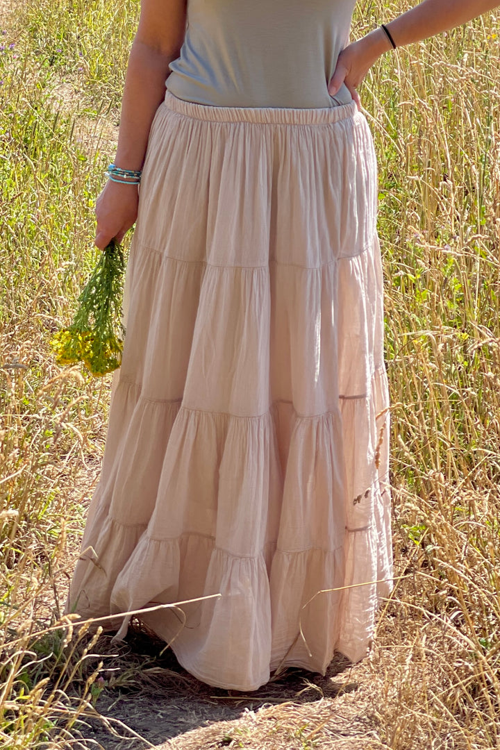 Boho Tiered Cotton Maxi Skirt