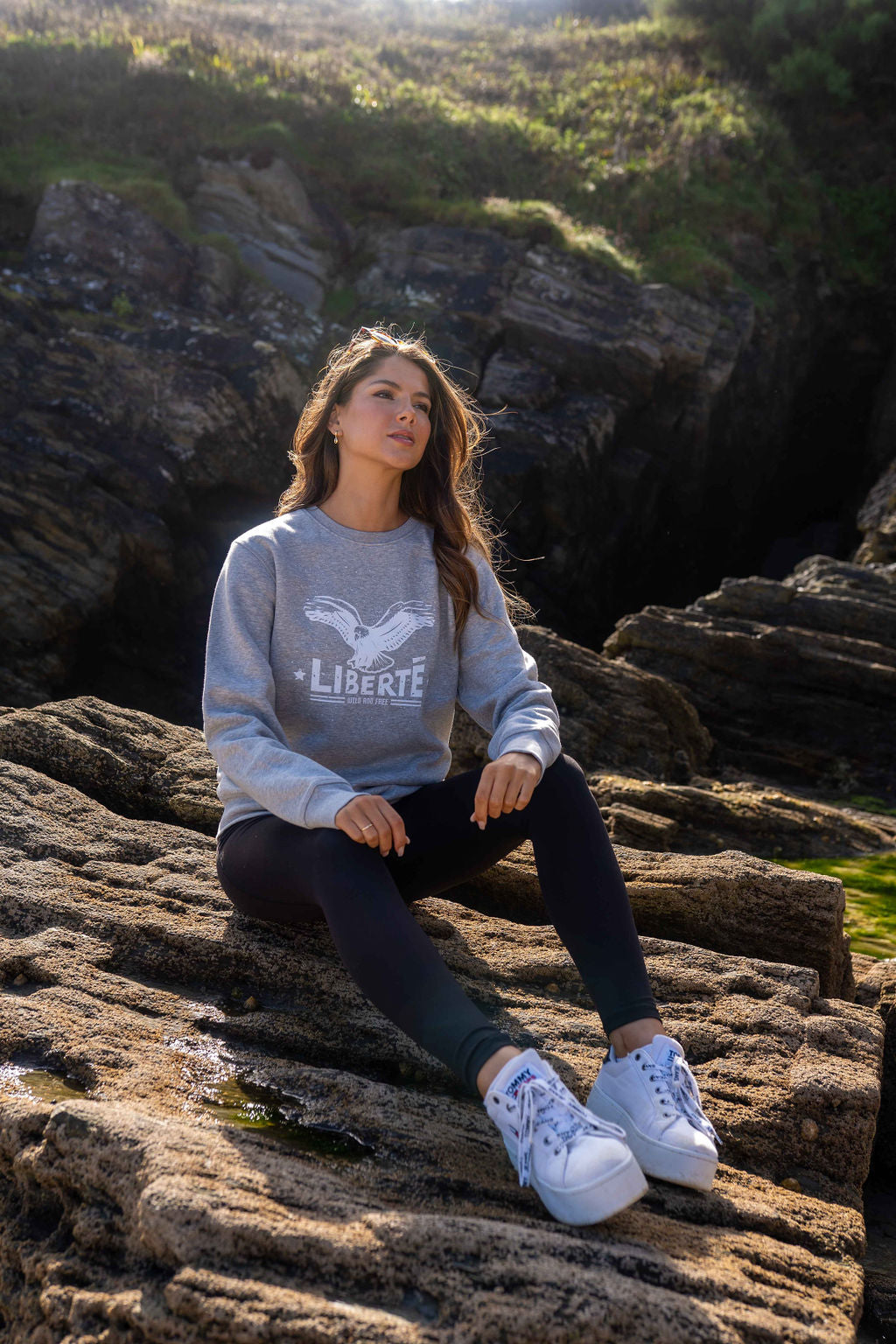 Liberte Organic Sweatshirt | Grey x White