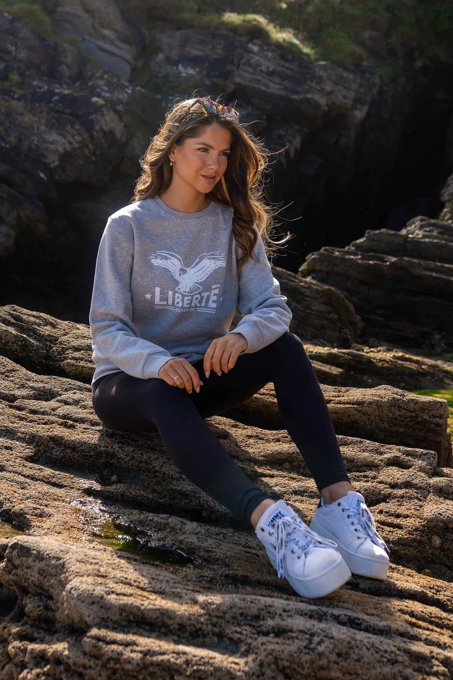 Liberte Organic Sweatshirt | Grey x White
