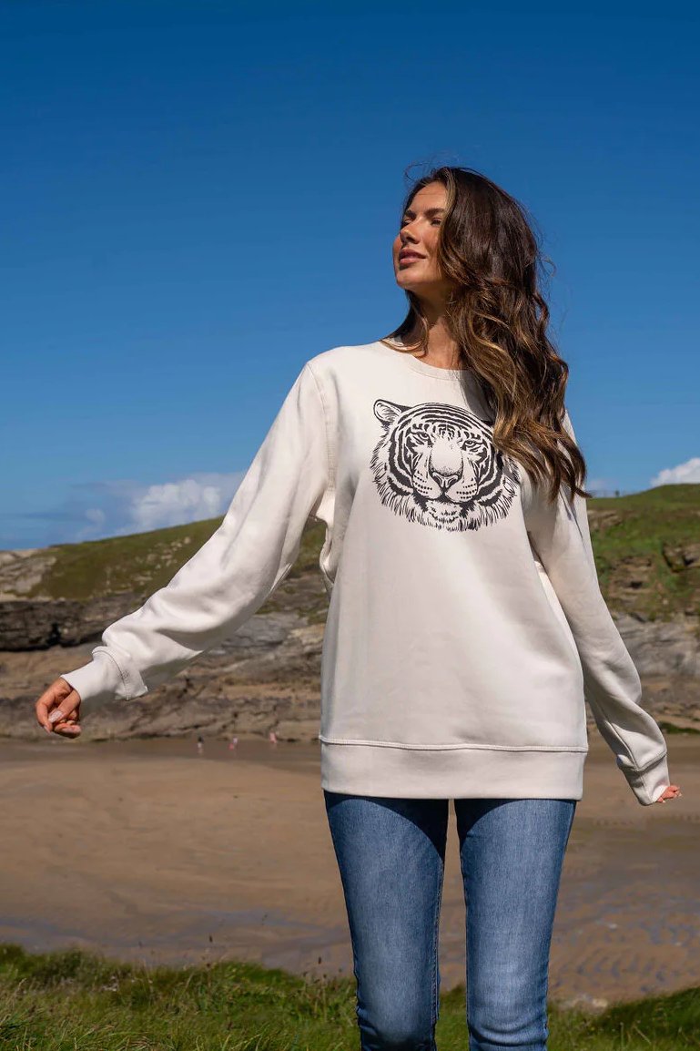 Tiger Organic Cotton Sweatshirt (Cream)