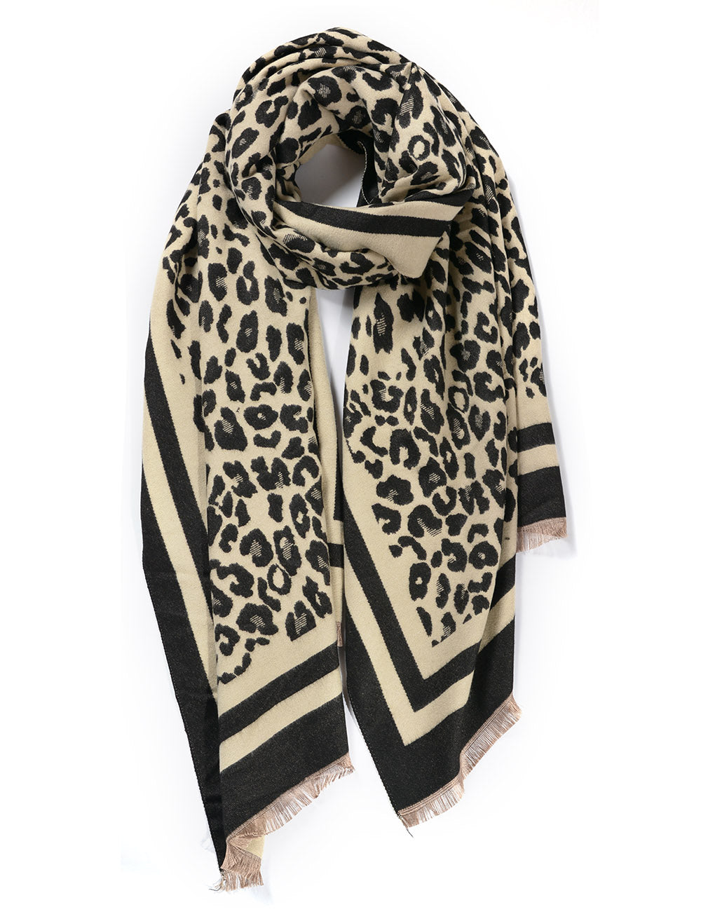 Cashmere Blend Classic Tassel Scarf | Beige Leo