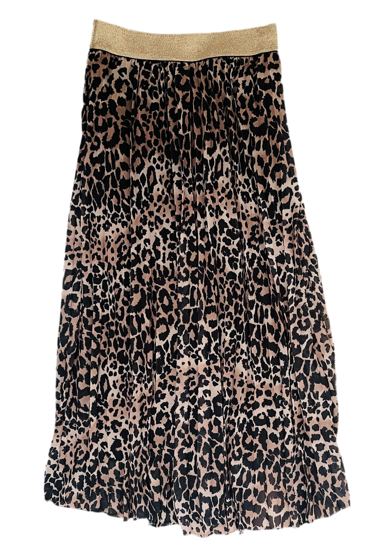 Pleated Leopard Maxi Skirt | Classic Leo