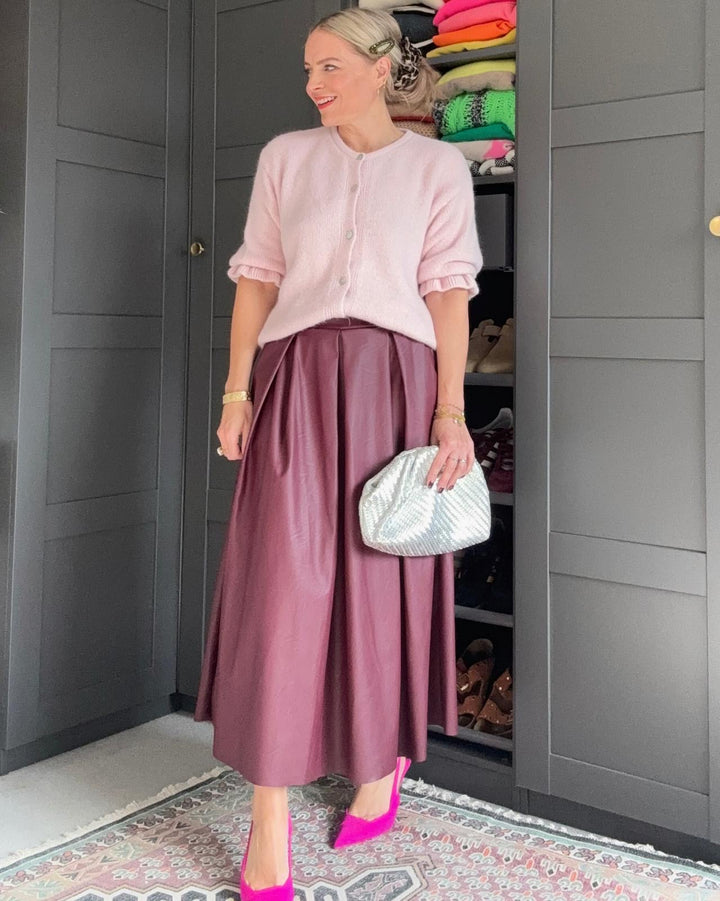 *** PRE ORDER *** Roxie Vegan Leather Pleather Skirt - Chocolate, Black and Burgundy colours