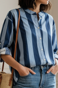 Elen Blue Striped Blouse