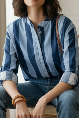 Elen Blue Striped Blouse