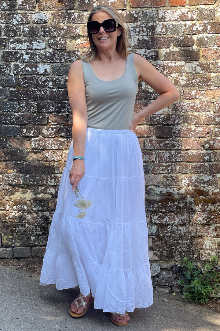 Boho Tiered Cotton Maxi Skirt