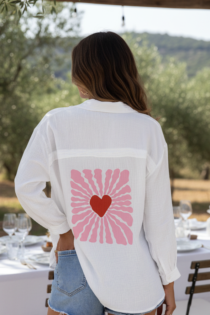 *** PRE ORDER *** Harley Heart Cheesecloth Cotton Blouse