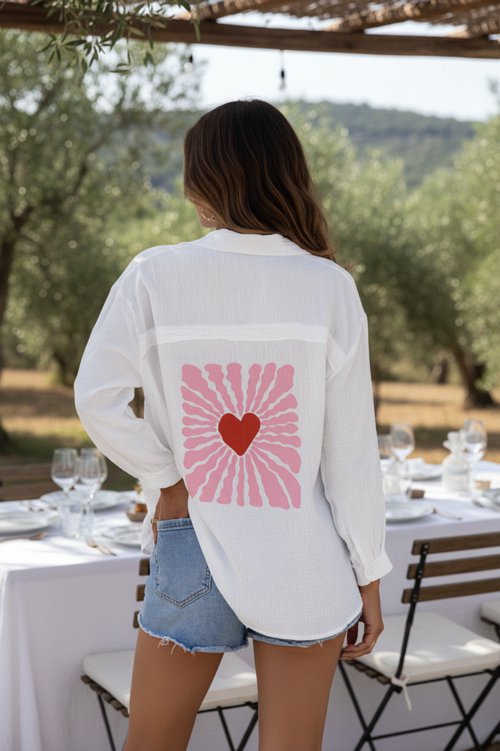 *** PRE ORDER *** Harley Heart Cheesecloth Cotton Blouse