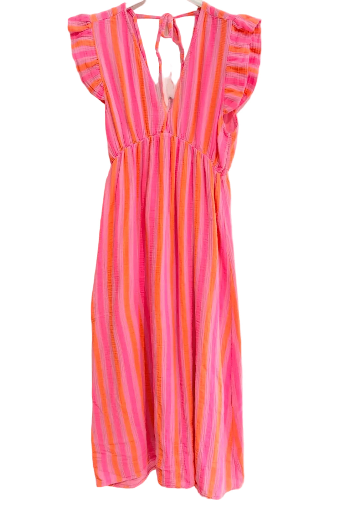 Ashton Cotton Maxi Dress Neon Pink x Neon Orange Stripe
