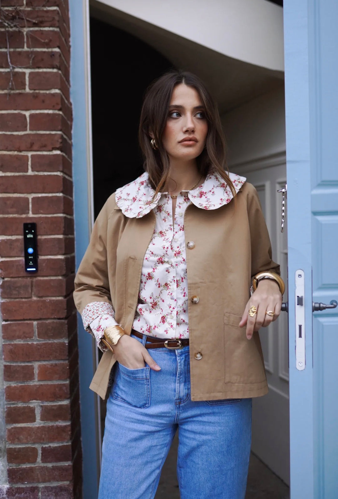 Cecile Ditsy Print Lined Spring Mac Jacket