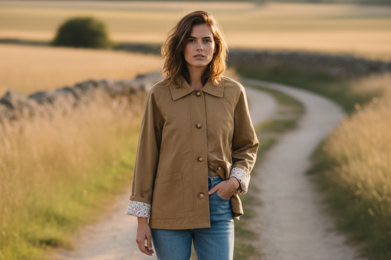 Cecile Ditsy Print Lined Spring Mac Jacket