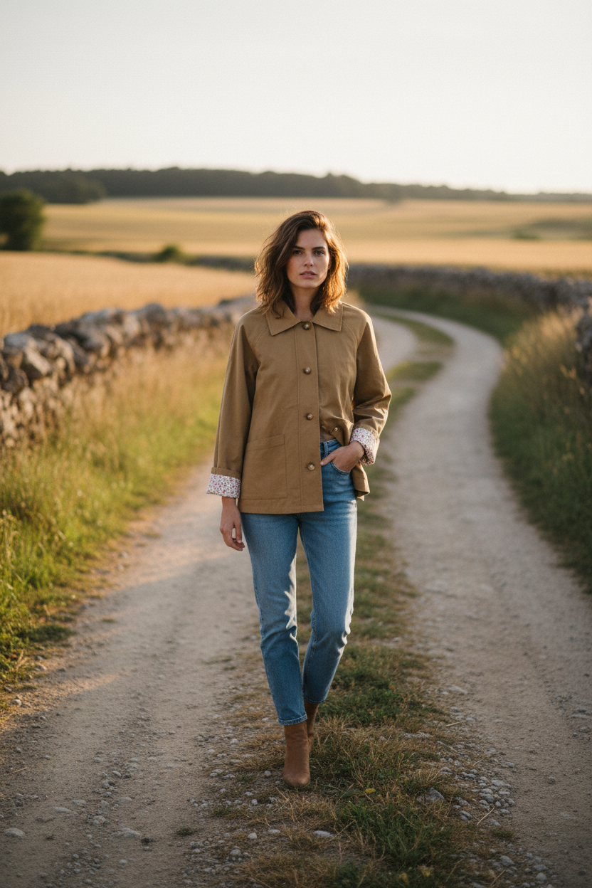 Cecile Ditsy Print Lined Spring Mac Jacket