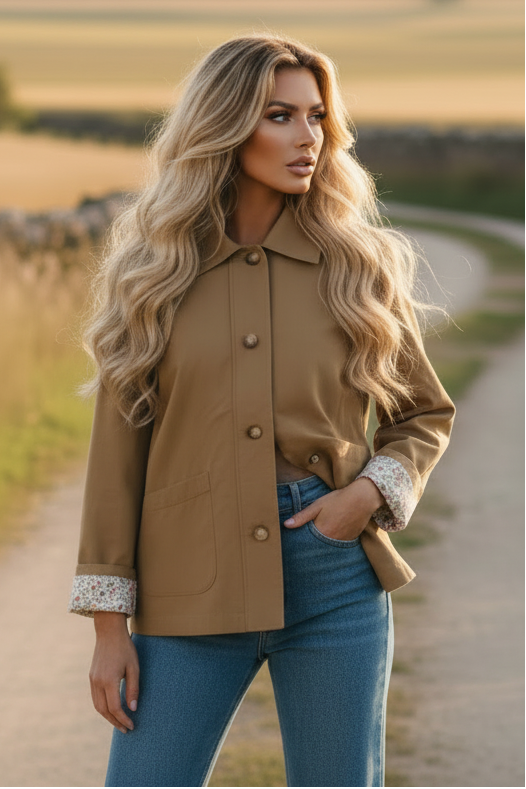 Cecile Ditsy Print Lined Spring Mac Jacket