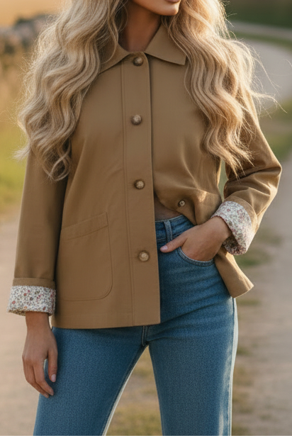 Cecile Ditsy Print Lined Spring Mac Jacket