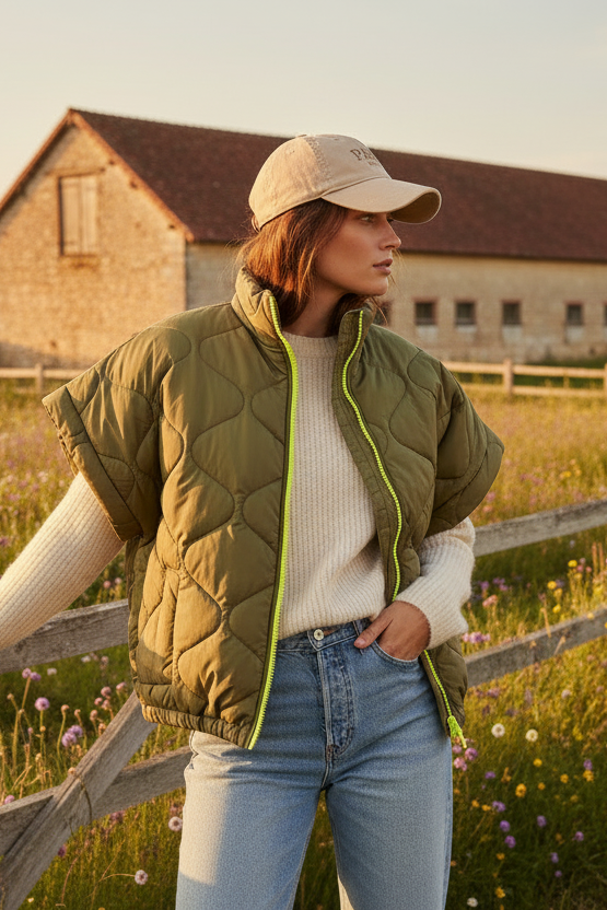 Samantha Neon Sleeveless Quilted Gilet
