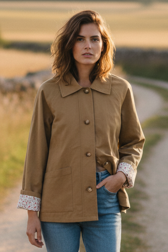 Cecile Ditsy Print Lined Spring Mac Jacket