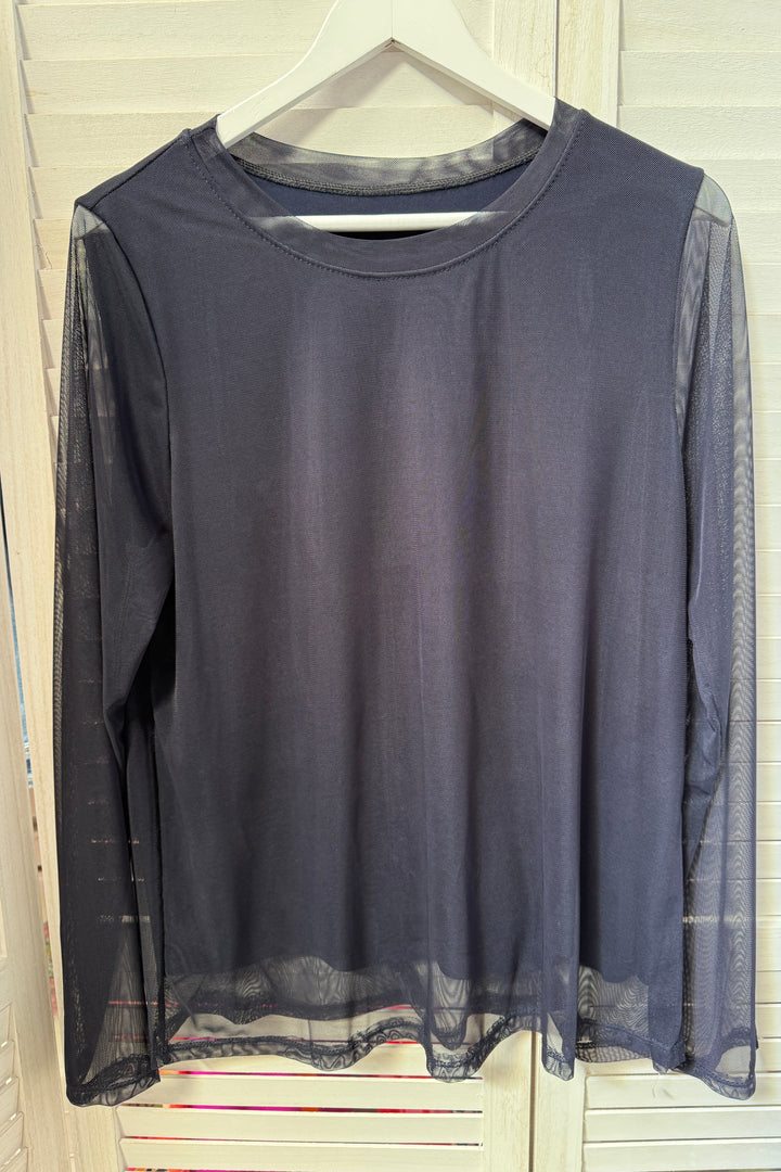 Delia Crew Neck Mesh Top