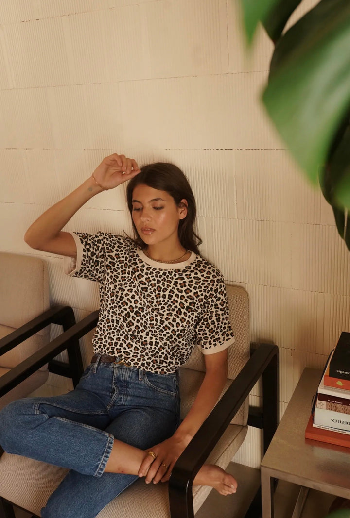 Nina Leopard Print Cotton T Shirt
