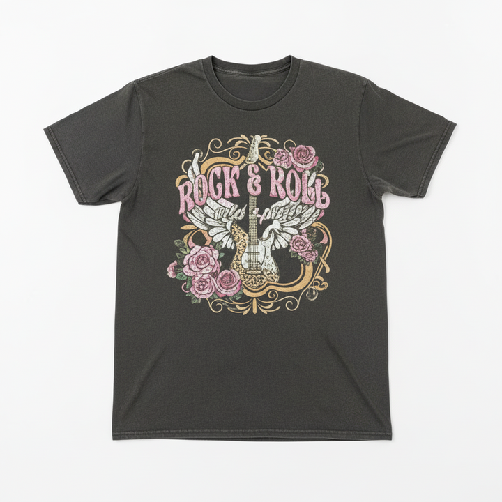 Pink Rock and Roll Washed Grey T Shirt