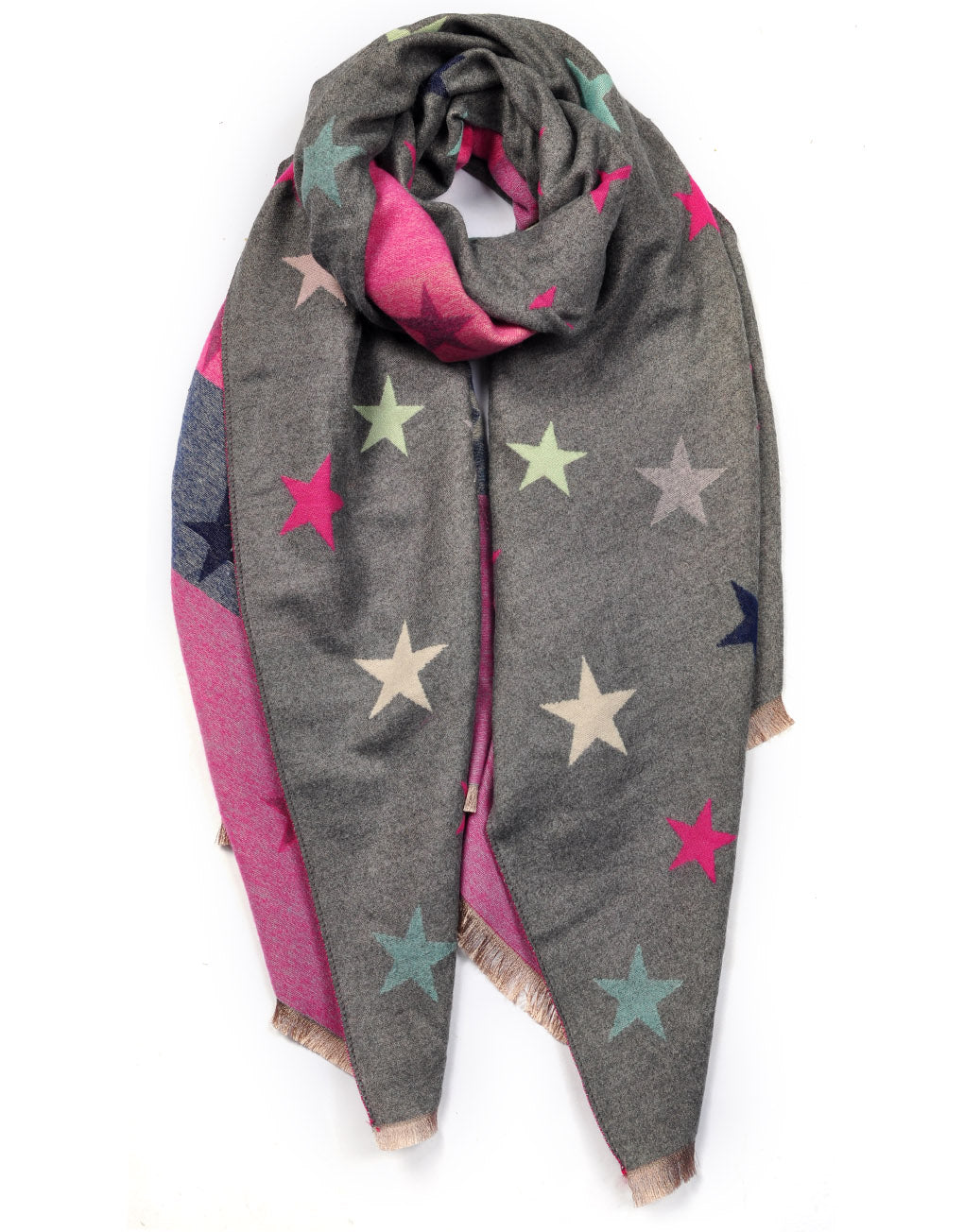 Luxury Cashmere Star Scarf | Grey