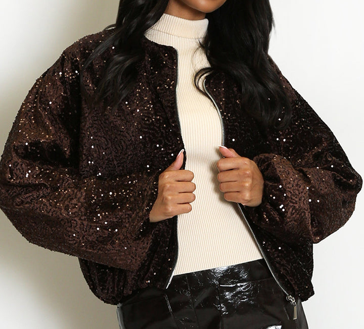 Milly Sequin Bomber Jacket