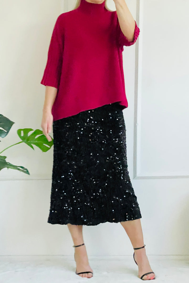 Ruthie Sequin Velvet Skirt | Black