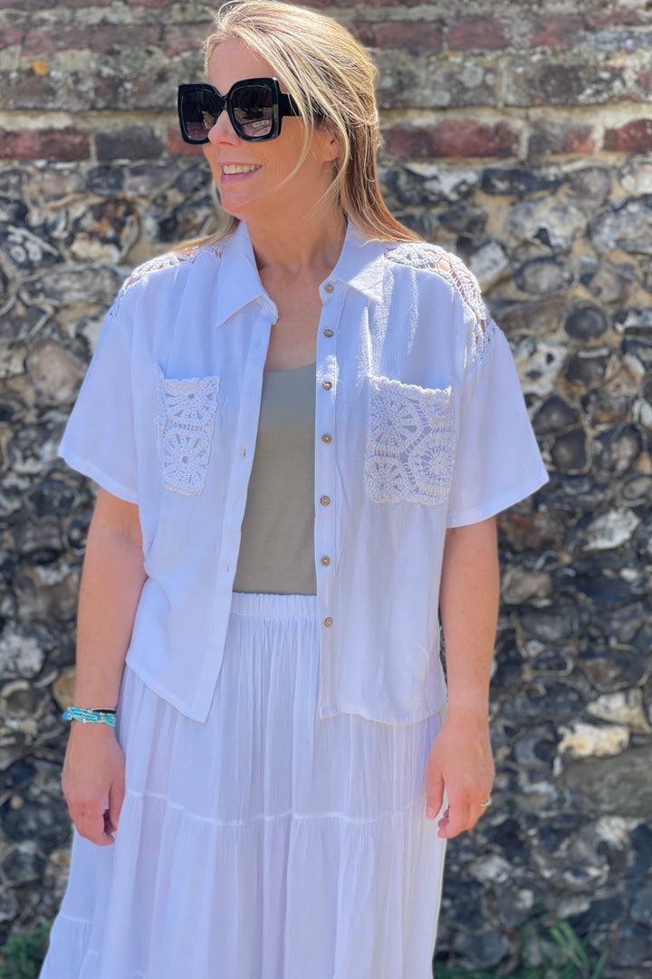 Ria Crochet Short Sleeve Blouse