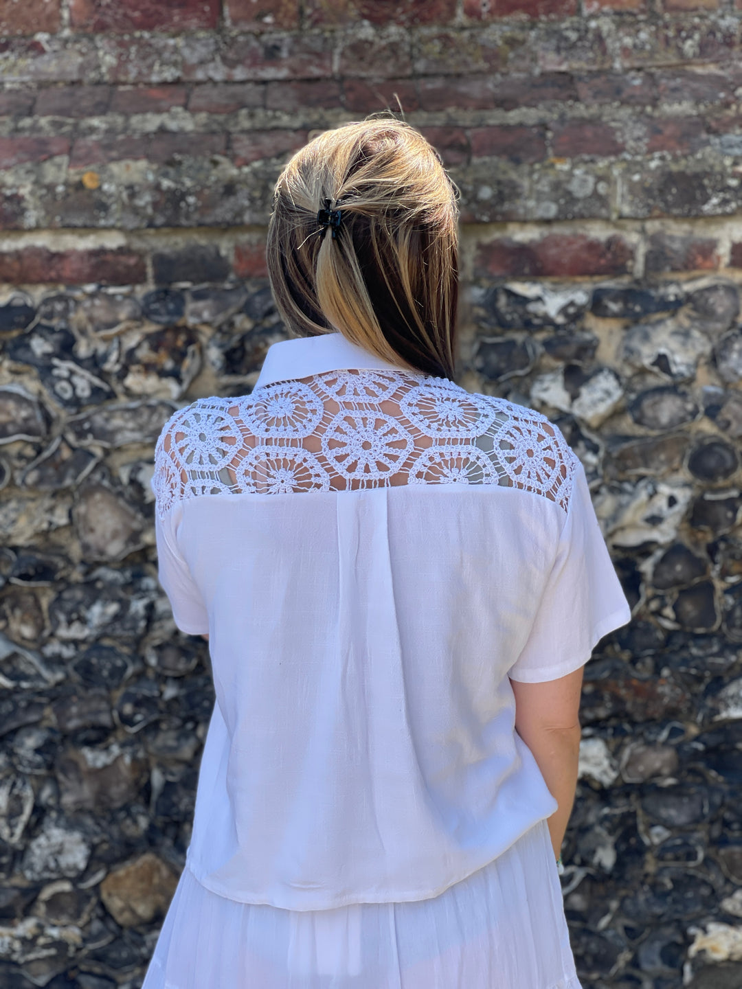 Ria Crochet Short Sleeve Blouse