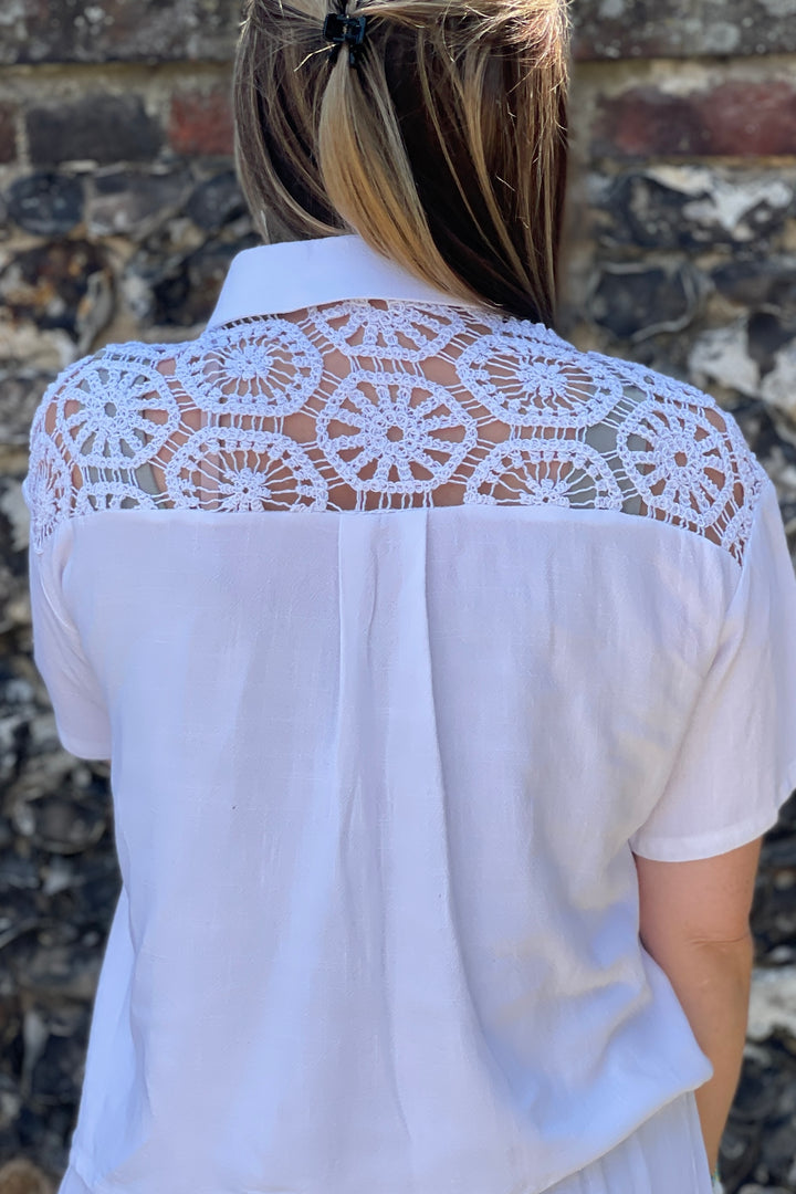 Ria Crochet Short Sleeve Blouse