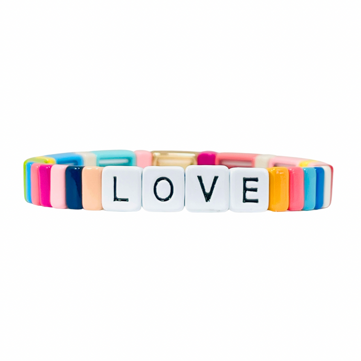 Boho Love Enamel Tile Bracelet | Pastel Rainbow