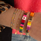 *** PRE ORDER *** (DISPATCH FROM 5/2) NEW! Boho Enamel Tile Bracelet | Rainbow Solo Heart
