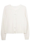 Sylvie Crew Neck Button Cardigan | Cream