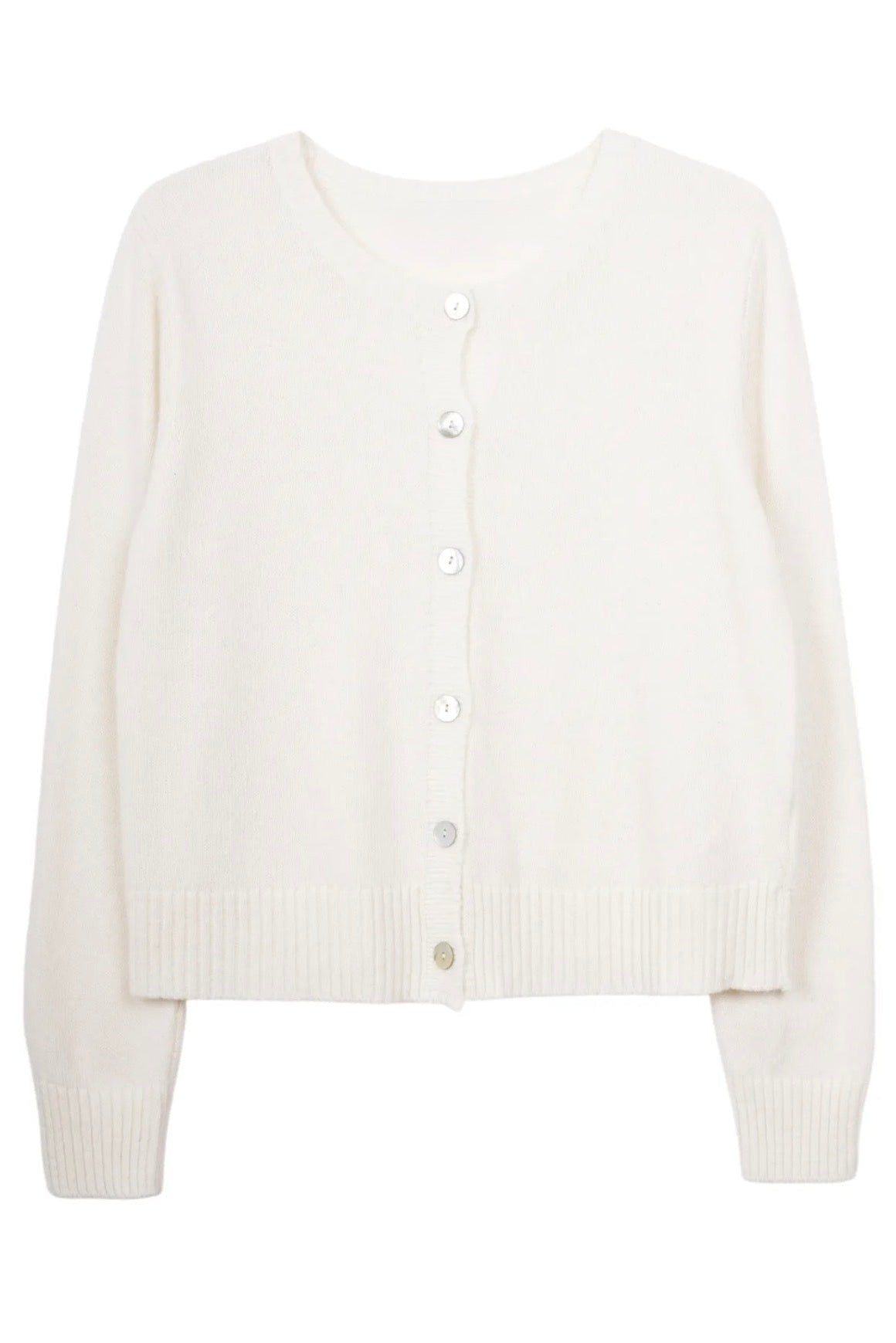 Sylvie Crew Neck Button Cardigan | Cream