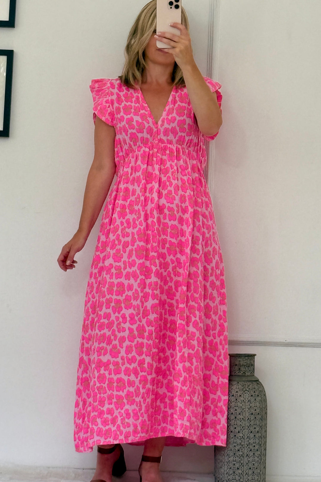 Ashton Cotton Maxi Dress | Leo Print x Neon Pink x Mocha Spot