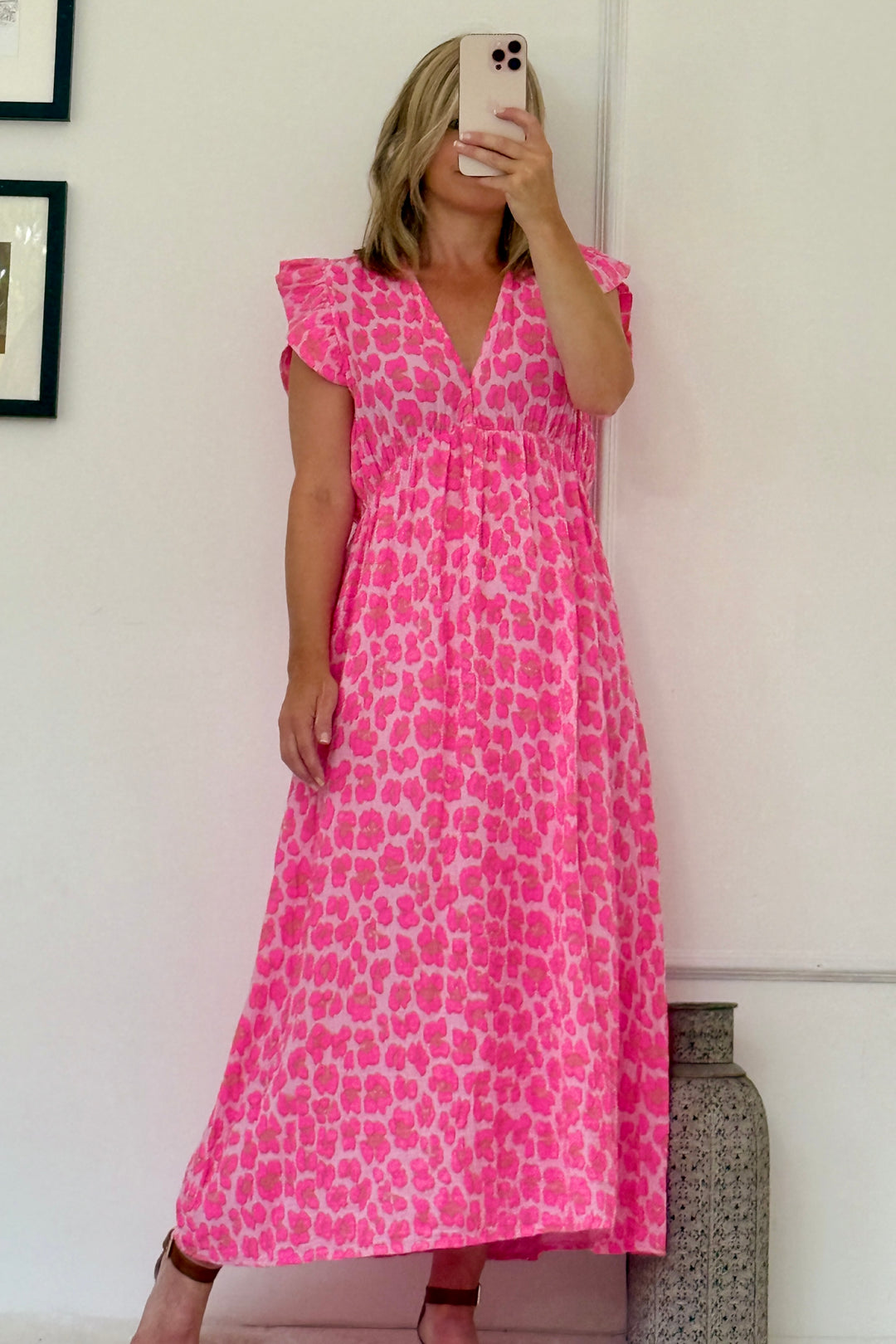 Ashton Cotton Maxi Dress | Leo Print x Neon Pink x Mocha Spot