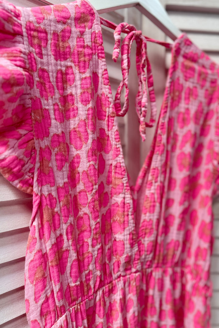 Ashton Cotton Maxi Dress | Leo Print x Neon Pink x Mocha Spot