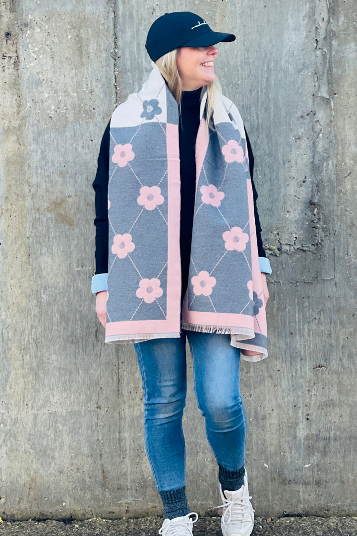 Flora Scarf | Pink x Grey