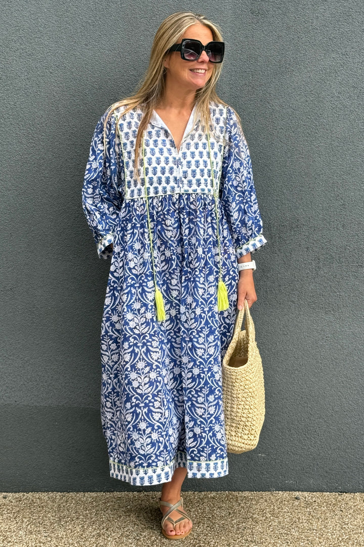 Willow Block Print Kaftan Dress