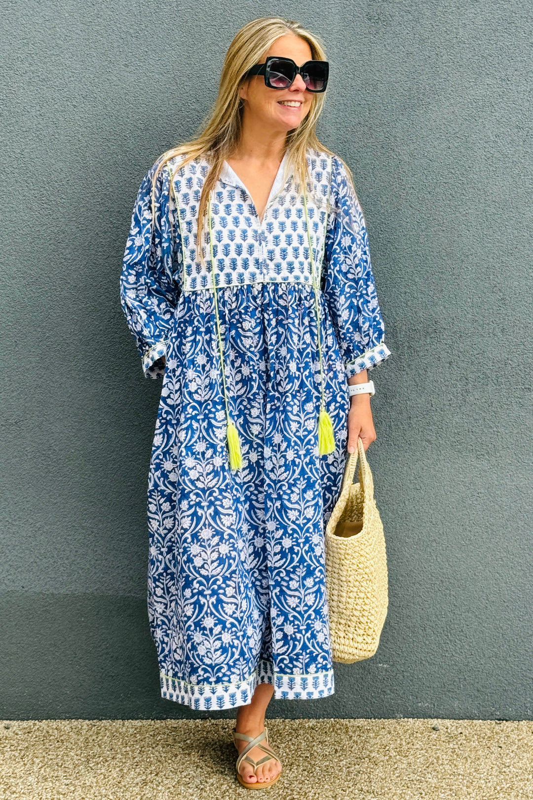 Willow Block Print Kaftan Dress
