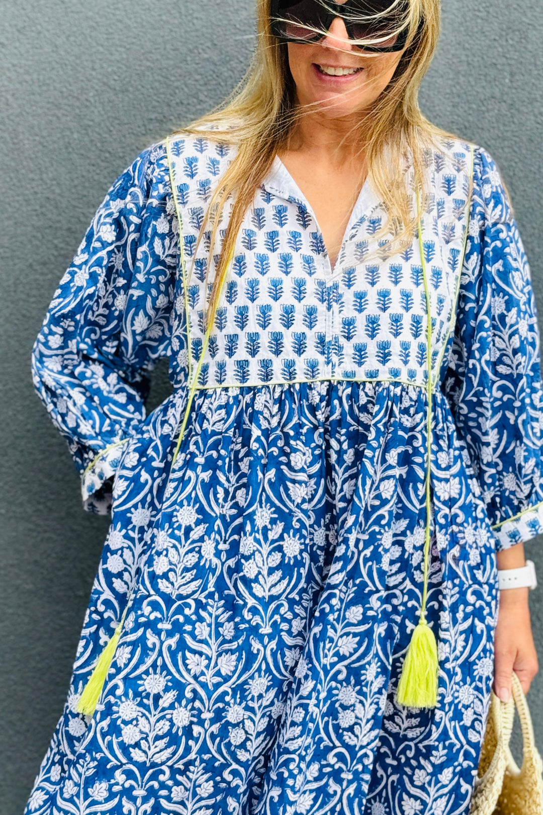 Willow Block Print Kaftan Dress